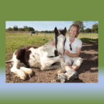 Jenny Seagrove, Mane Chance Sanctuary Founder, posting under tree with horse